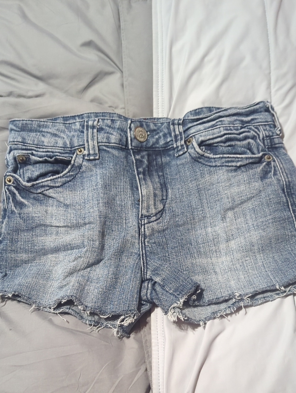 Classic Distressed Denim Shorts - Light Blue